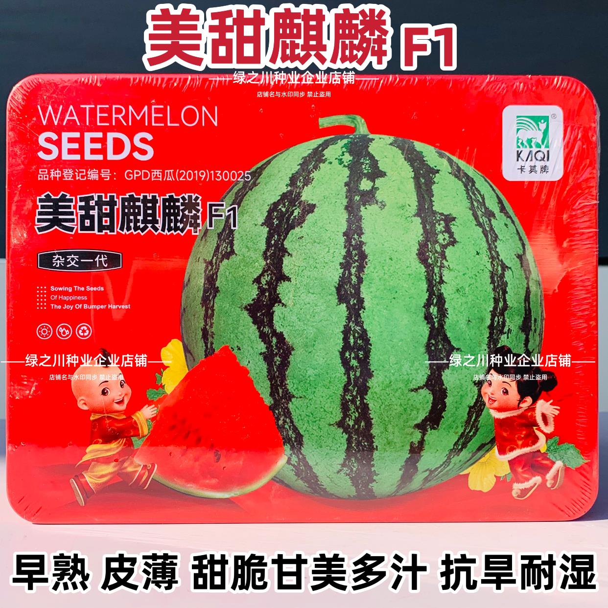 美甜麒麟西瓜种子早熟酥脆甘甜多汁薄皮西瓜种籽抗旱耐湿耐裂西瓜
