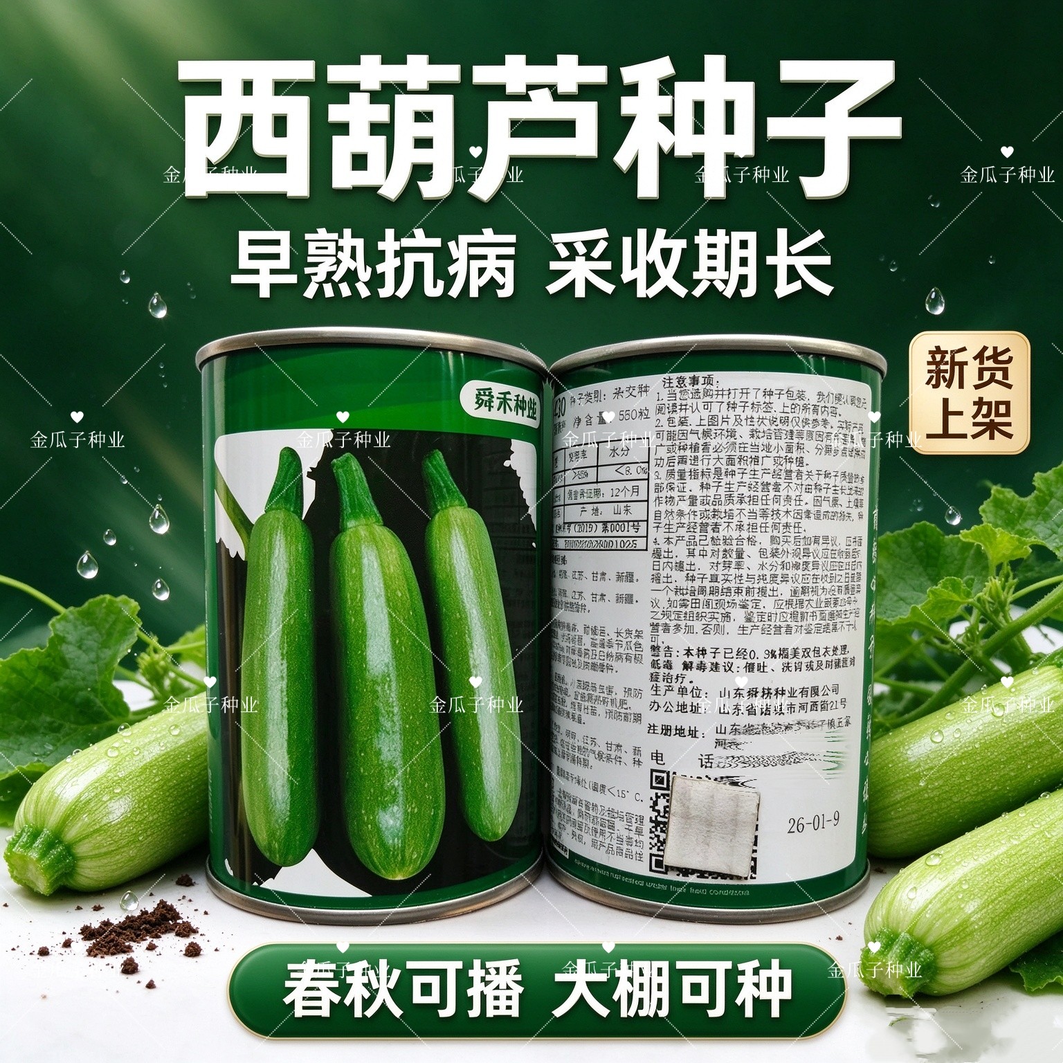 百利1430抗高温西葫芦种子早熟绿条角瓜西葫芦种籽越夏抗病毒品种