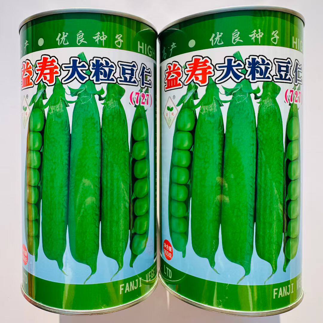 益寿大粒豆仁硬壳豌豆种子半蔓性白花单荚高抗白粉病大粒味甜