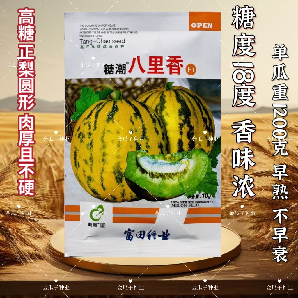 糖潮八里香甜瓜种子高糖甜脆梨形水果香瓜种籽孑杂交一代耐裂高产