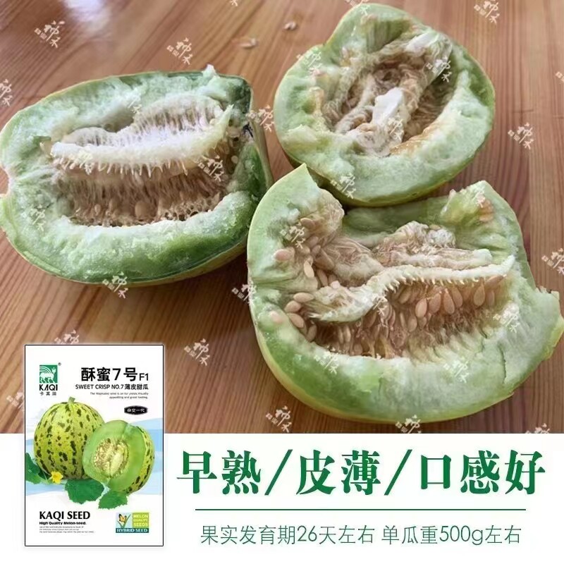酥蜜7号甜瓜种子 花蕾甜瓜种子 花皮香甜瓜种孑 八里香花香瓜种子