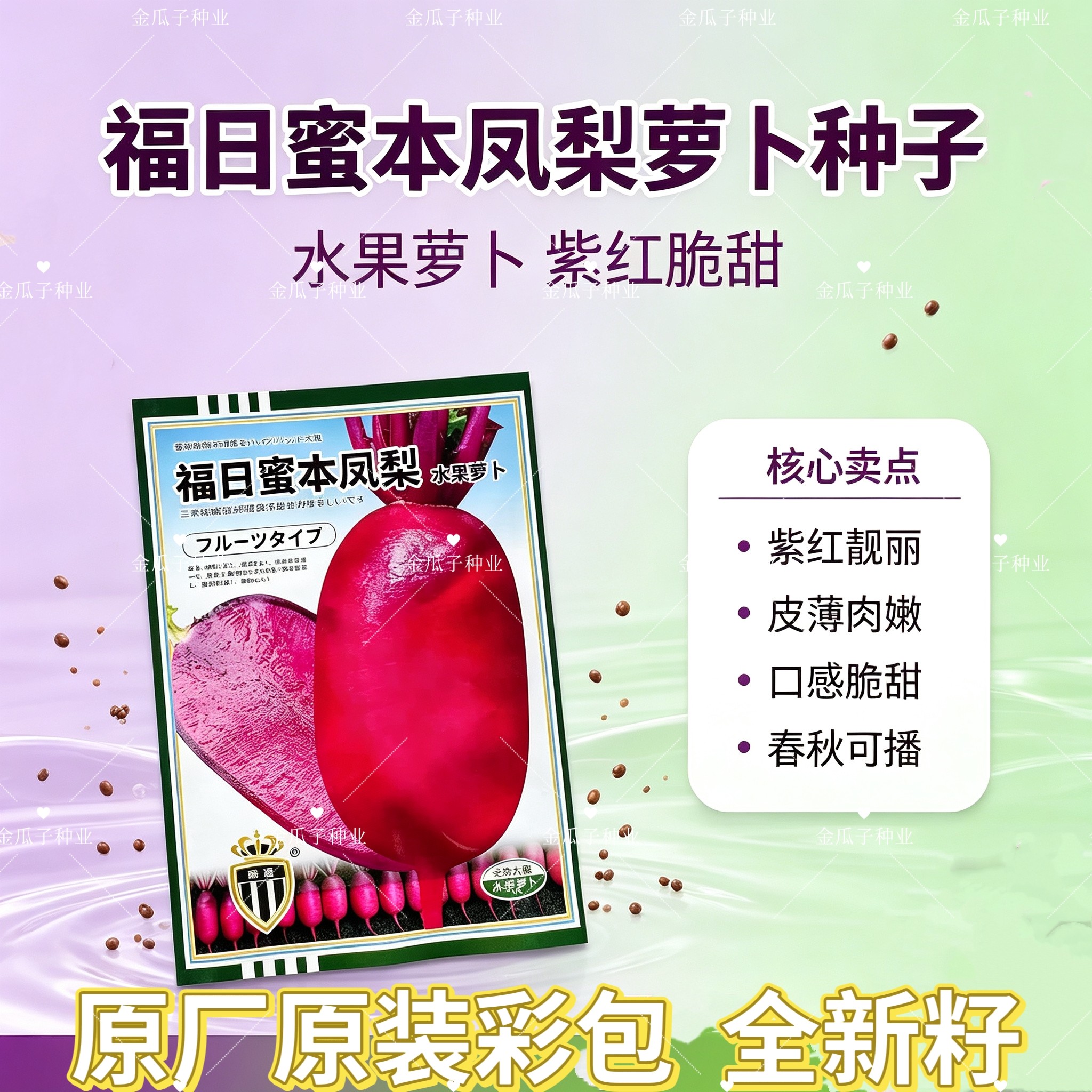 福日蜜本凤梨萝卜种子 红皮红肉酥脆甜红皮萝卜种子 大田基地蔬菜
