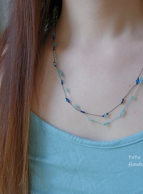 原创超美进口水晶黑尖晶编织项链