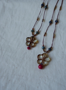 原创设计进口玻璃花花手工项链