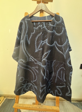 苗族老绣衣服蜡染衣服连衣裙土布拼接衣服百褶裙套头短袖服饰A431
