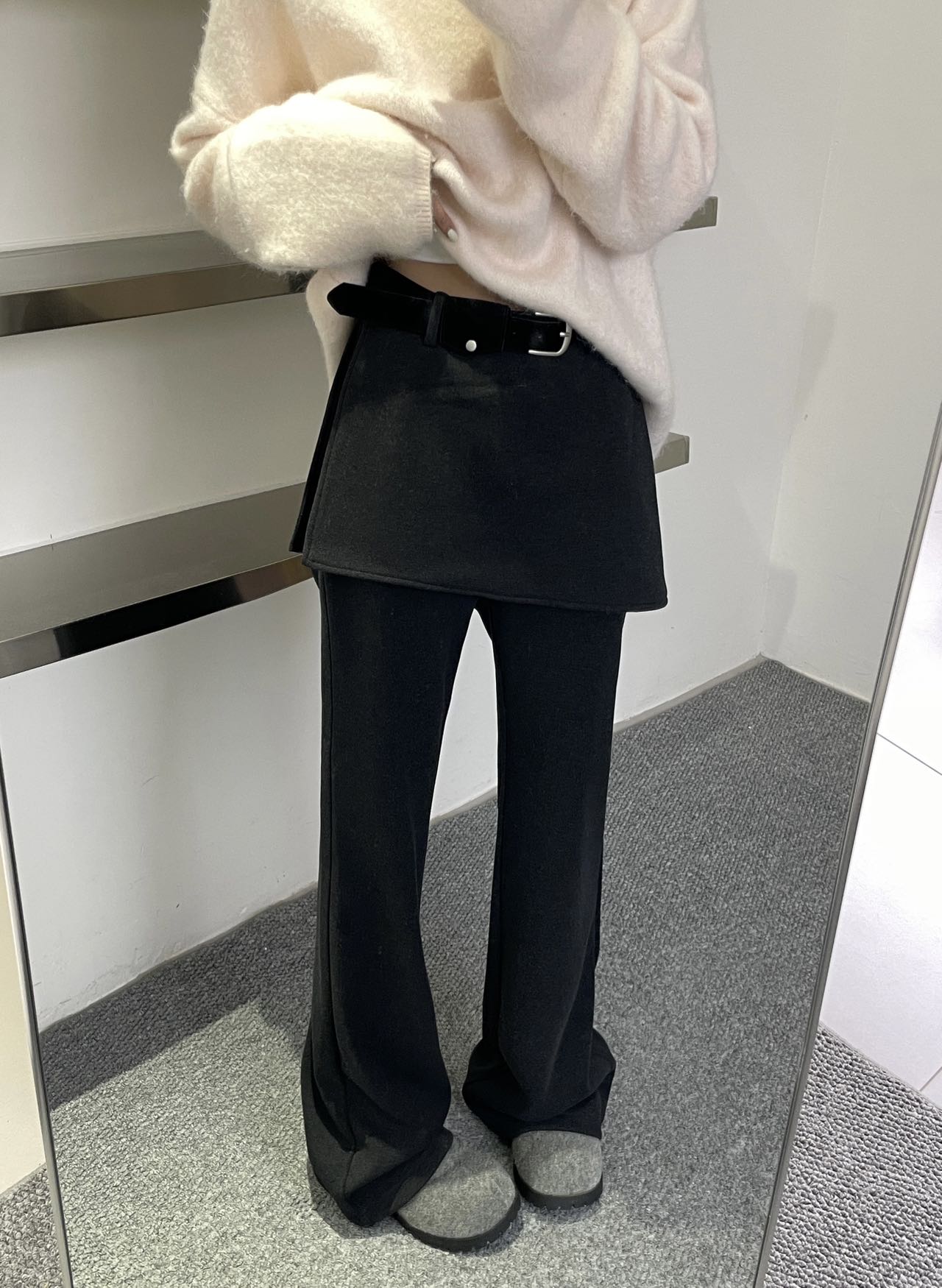 屁帘微喇裤显瘦加绒拖地休闲裤