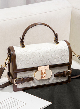 CKEZ正品小众轻奢撞色手提包包女2025新款小方包高级感单肩斜挎包