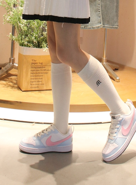 球鞋定制 Nike/耐克 Court Borough蓝粉猫猫少女猫爪学院女子板鞋