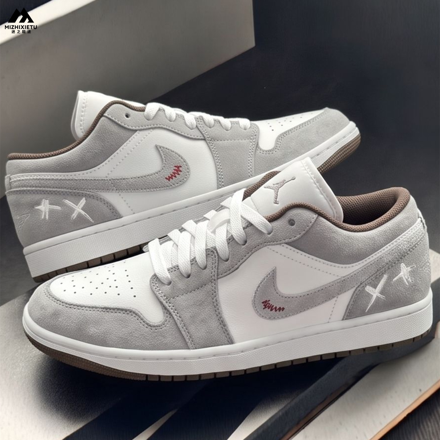 球鞋定制 Jordan Air Jordan 1雾白星痕小众高级感男女子低帮板鞋图片