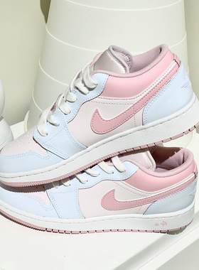 球鞋定制 Jordan Air Jordan 1云蓝少女风多巴胺女子低帮百搭板鞋