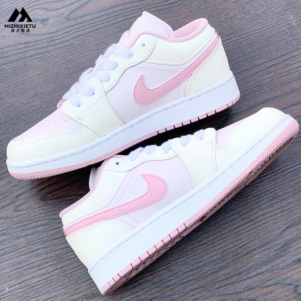 球鞋定制 Jordan Air Jordan 1粉雪少女风多巴胺女子低帮百搭板鞋,运动鞋new,板鞋,淘宝优惠券,粉丝福利购,淘宝优惠卷