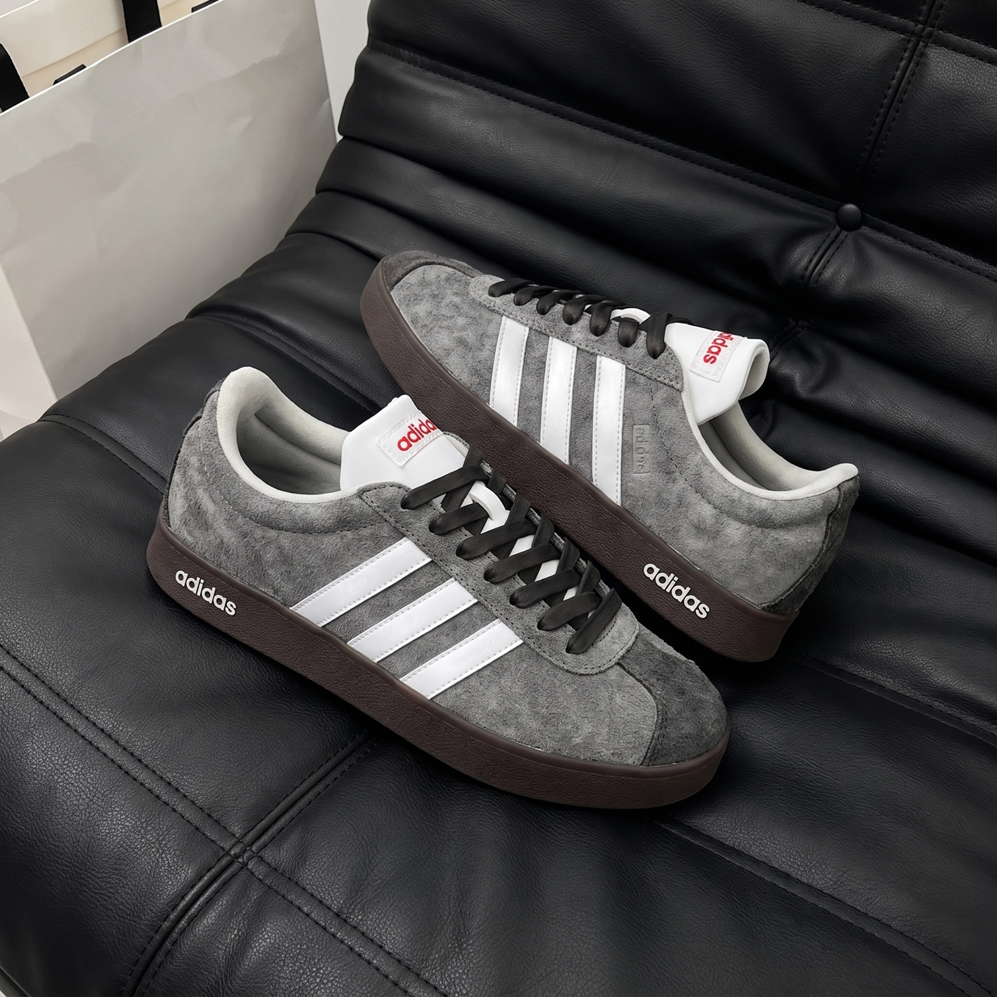 球鞋定制 Adidas/阿迪达斯 Neo VL 黑银复古黑武士德训男女子板鞋