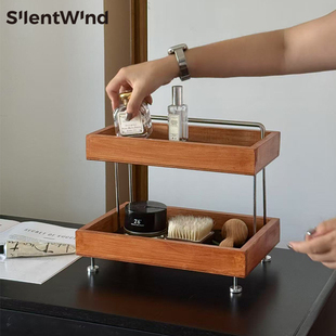 SilentWind寂风中古风樱桃木色化妆品收纳架桌面高级感创意置物架