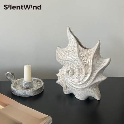 SilentWind寂风艺术感创意海螺花瓶陶瓷家居桌面玄关酒柜装饰摆件