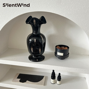 SilentWind寂风生活复古轻奢高颜值陶瓷花瓶波浪口插干鲜花器摆件