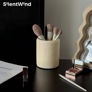 SilentWind寂风洞石纹化妆刷收纳筒桌面高级感创意收纳盒收纳筒
