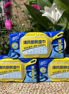 清风厨房湿巾油污清洁家用强力抹布10大油污一抹净滋润不伤手
