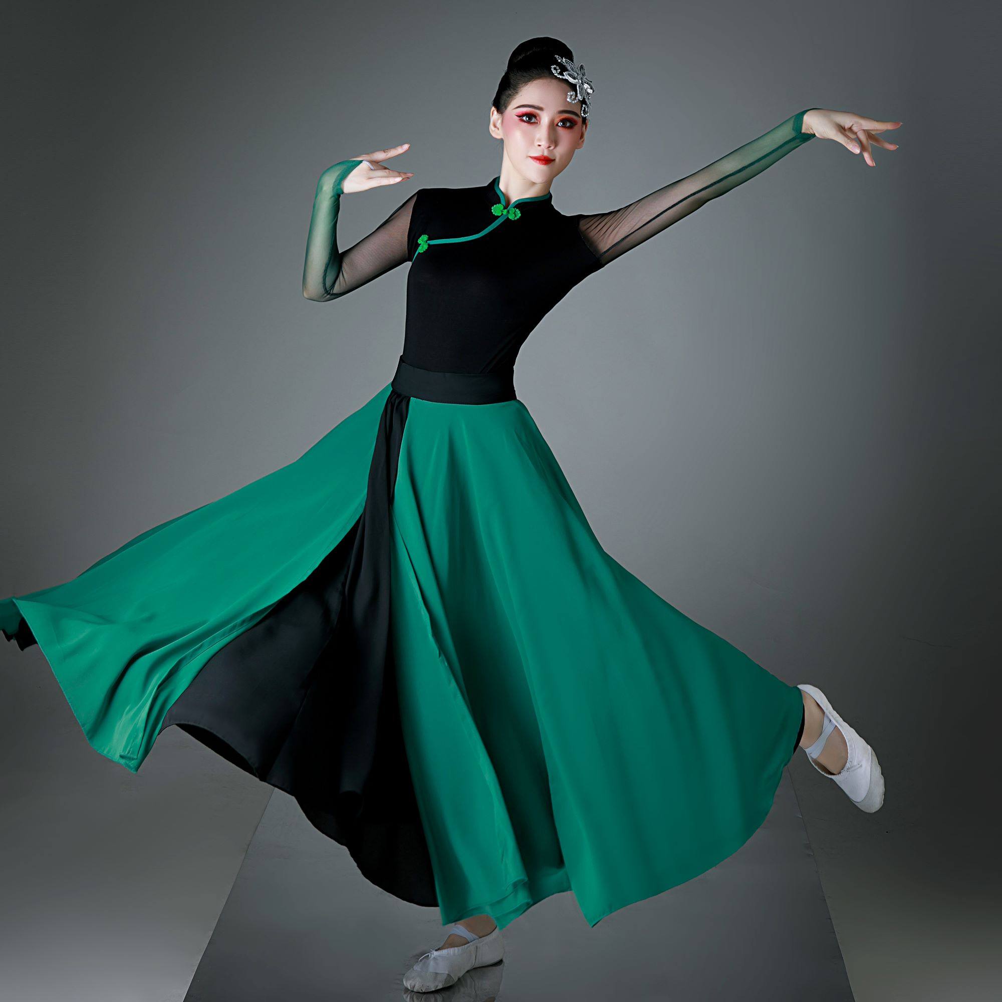 新款蒙古舞蹈服装游牧时光同款民族表演出服艺考现代舞飘逸大摆裙