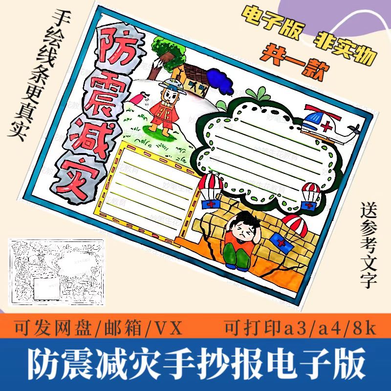 防震减灾手抄报模板电子版小学生灾难自救知识教育防灾减灾日小报