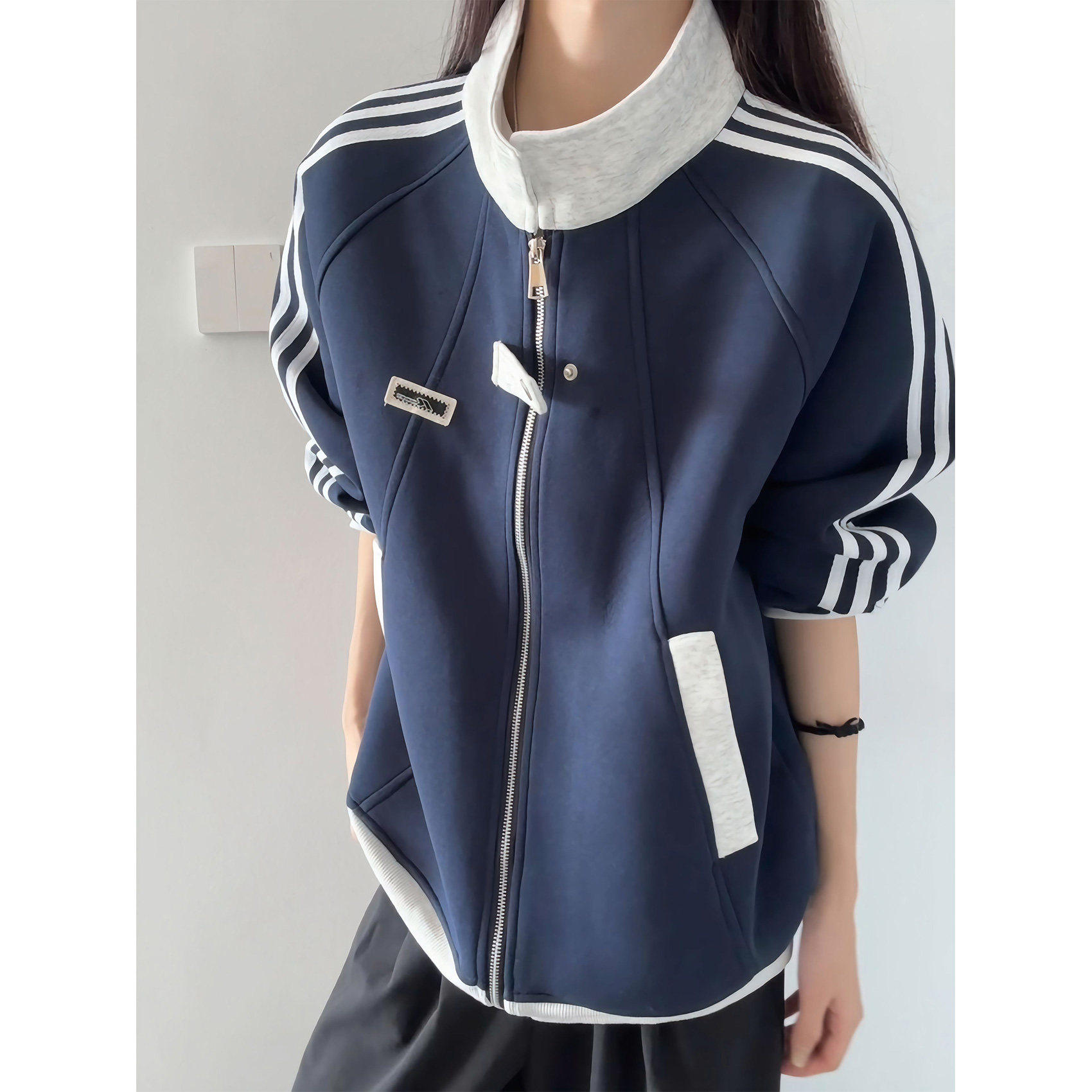 美式条纹休闲上衣外套男