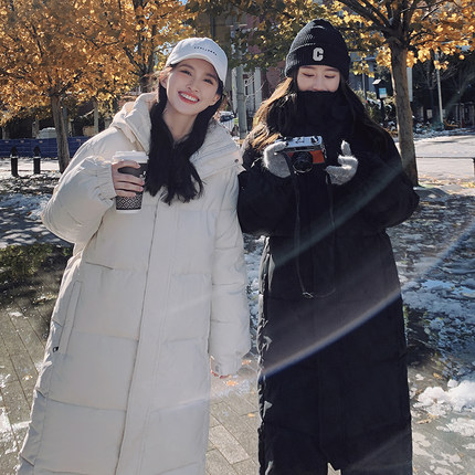 黑色羽绒棉服女2025年新款韩版冬季加厚长款过膝显瘦棉衣外套棉袄