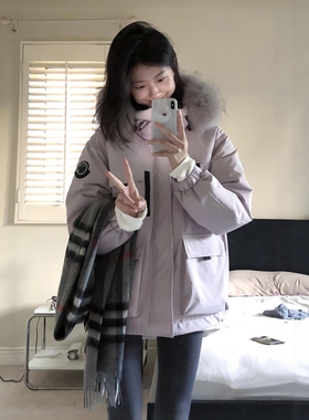 超好看派克羽绒棉服女2025年冬季新款韩系大毛领加厚工装棉衣外套