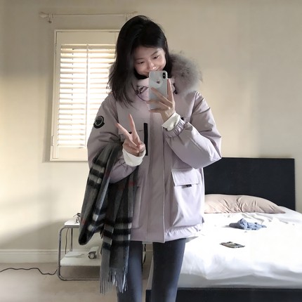 超好看派克羽绒棉服女2025年冬季新款韩系大毛领加厚工装棉衣外套