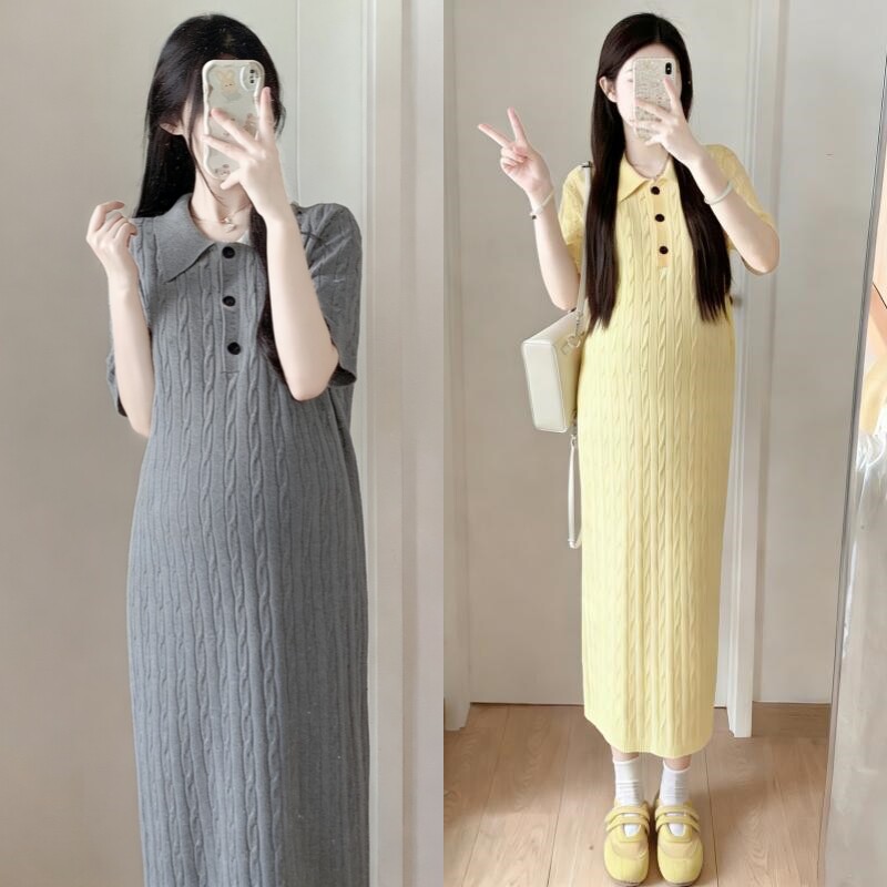 夏季孕妇麻花刺绣针织连衣裙