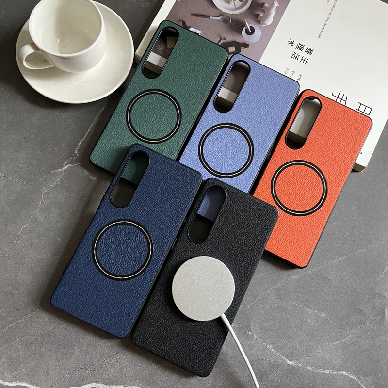 适用索尼Xperia 1 VI/1 VII手机壳防摔简约商务个性创意荔枝皮纹磁吸1 III/10 IV/5V/1 IV男女款保护套潮