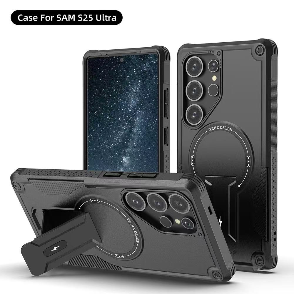简约商务个性创意军工防摔磁吸支架适用三星s25ultra手机壳A36/A54/A55/A15/s24+/s25edge/A05S/A06/A14/A16