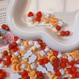 迷你草莓猫咪橘子KT糖葫芦diy奶油胶树脂配件手工发夹冰箱贴饰品