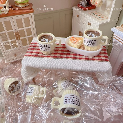 微缩场景食玩树脂配件立体拉花咖啡杯diy饰品桌面摆件娃娃屋场景