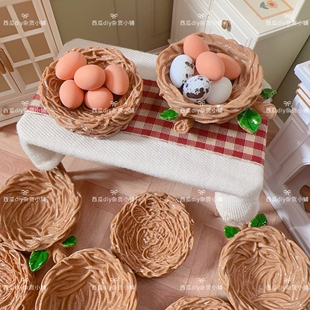 微缩食玩仿真鸟窝鸟巢小鸟鸡蛋diy树脂饰品配件冰箱贴场景材料