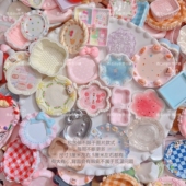 定制款 捏捏食玩餐盘仿真盘子大混福袋KT格子娃屋diy手工树脂配件