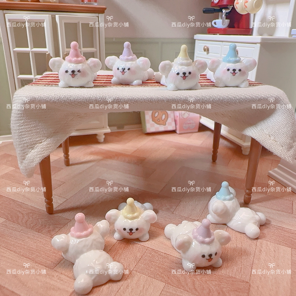 定制迷你趴趴线条小狗立体公仔创意摆件diy娃娃屋装饰品树脂配件