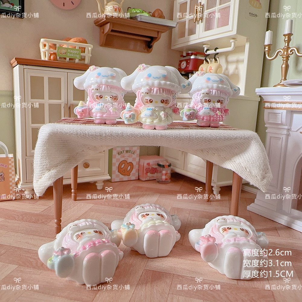 【西瓜定制】小卡大耳狗加厚KT猫半立体公仔树脂配件挂件DIY材料