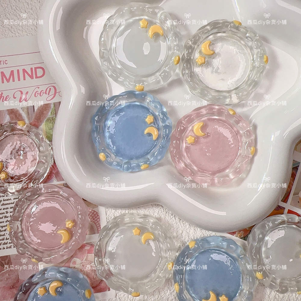 仿真微缩食玩捏捏餐盘冰透星星月亮盘diy树脂配件娃屋冰箱贴材料