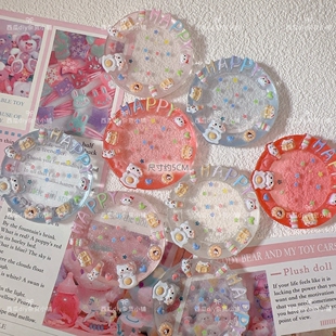 定制款KT猫立体盘子冰透细闪diy仿真微缩食玩树脂配件冰箱贴材料