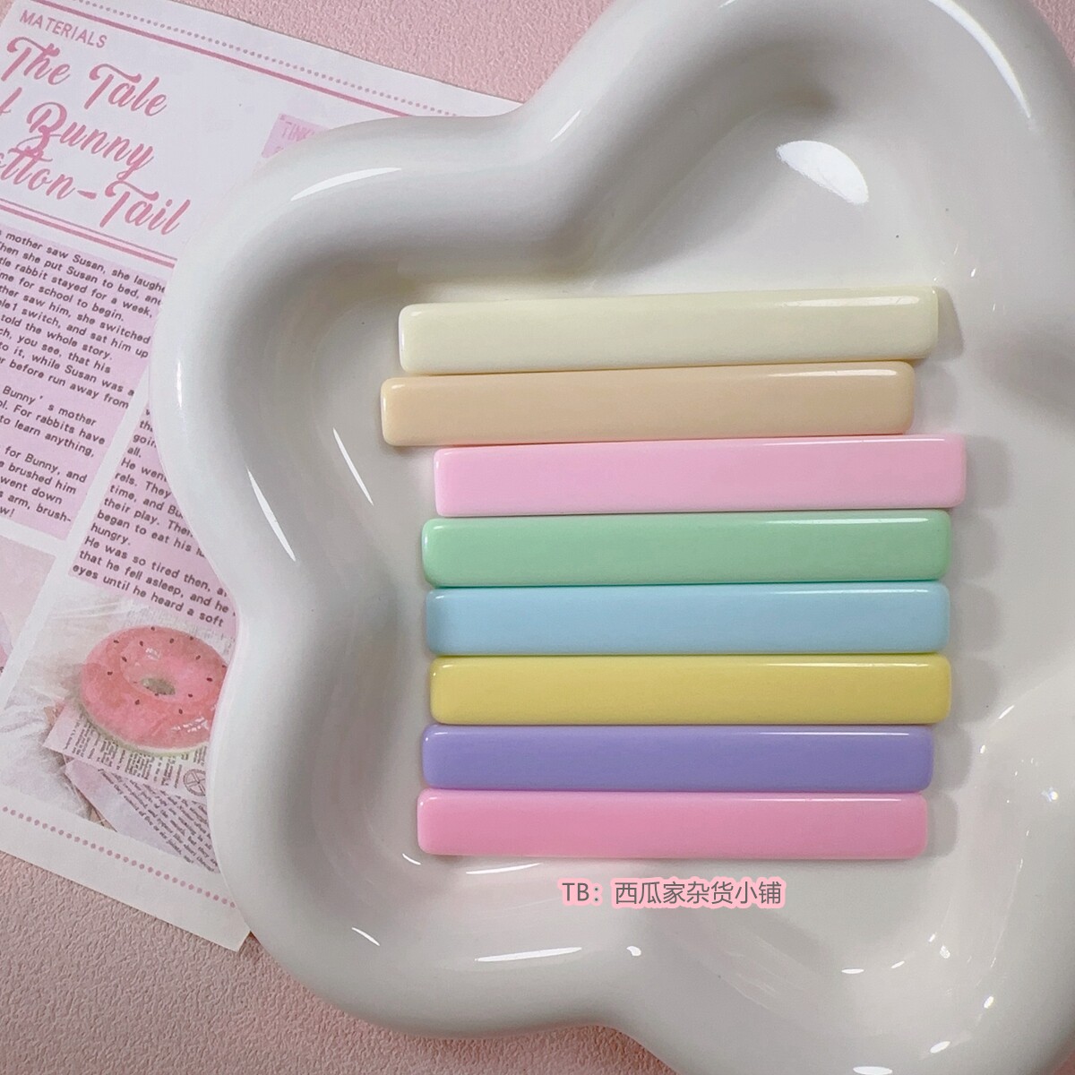 8色新款亮面树脂6.6CM长方形棍棍创意手工发夹直条贴片diy材料