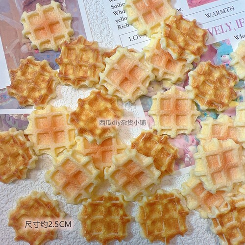 微缩食玩树脂小配件华夫饼diy饰品奶油胶场景桌面摆件冰箱贴材料