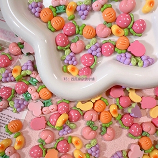 迷你亮面水果草莓香蕉葡萄diy手机壳树脂配件手工发夹绳饰品材料