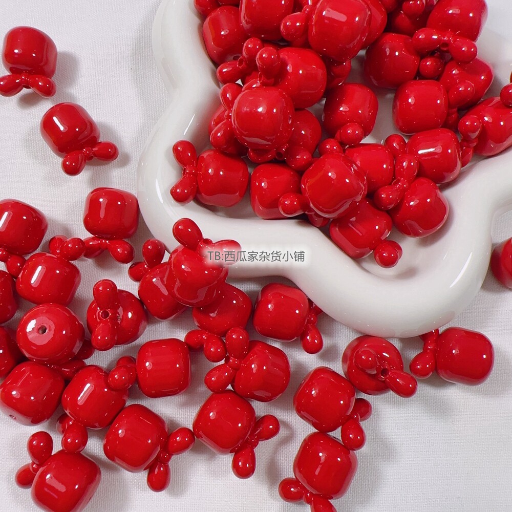 diy串珠烤漆米奇蝴蝶结蛋糕手绘珠底胚底珠钥匙扣手机链diy配件材