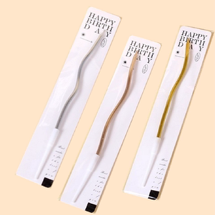 生日蜡烛蛋糕装饰单支镀金弯曲创意浪漫派对无烟彩色曲线独立蜡烛