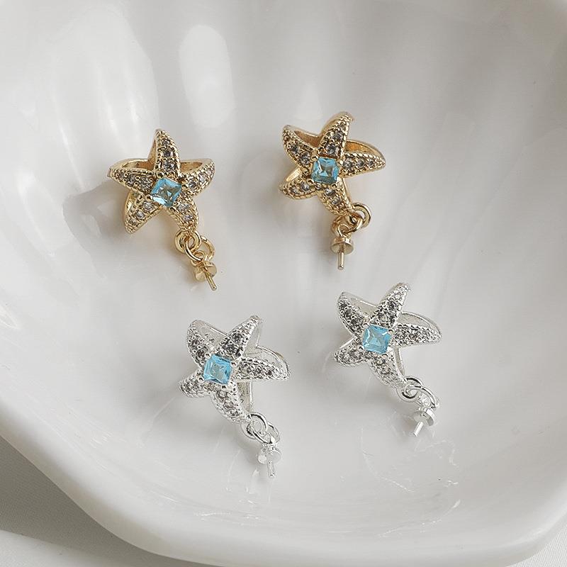14K包金保色锆石海星吊坠珠托羊眼针珍珠项链挂件材料diy配饰品