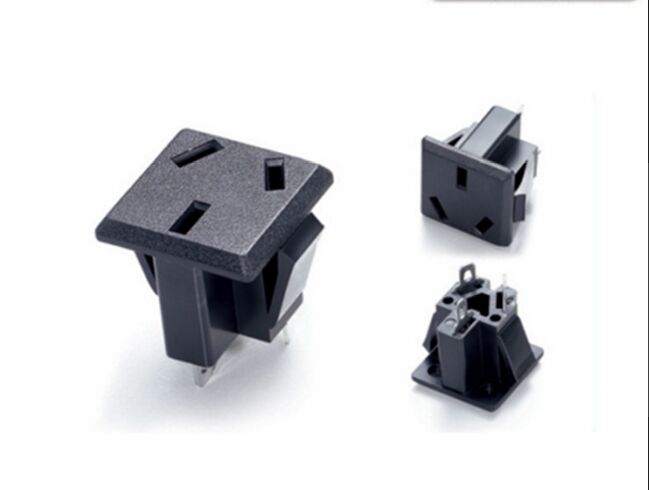 AC07插座 SS-6D 品字国标电源插座 AC06嵌入卡式安装三孔3脚接线