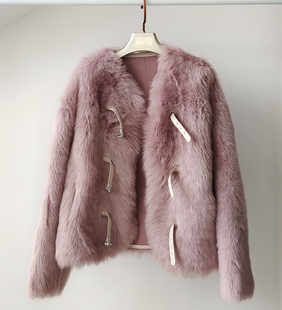 21海宁冬季新进口欧美年轻款韩版显瘦皮草托斯卡纳皮毛一体外套女