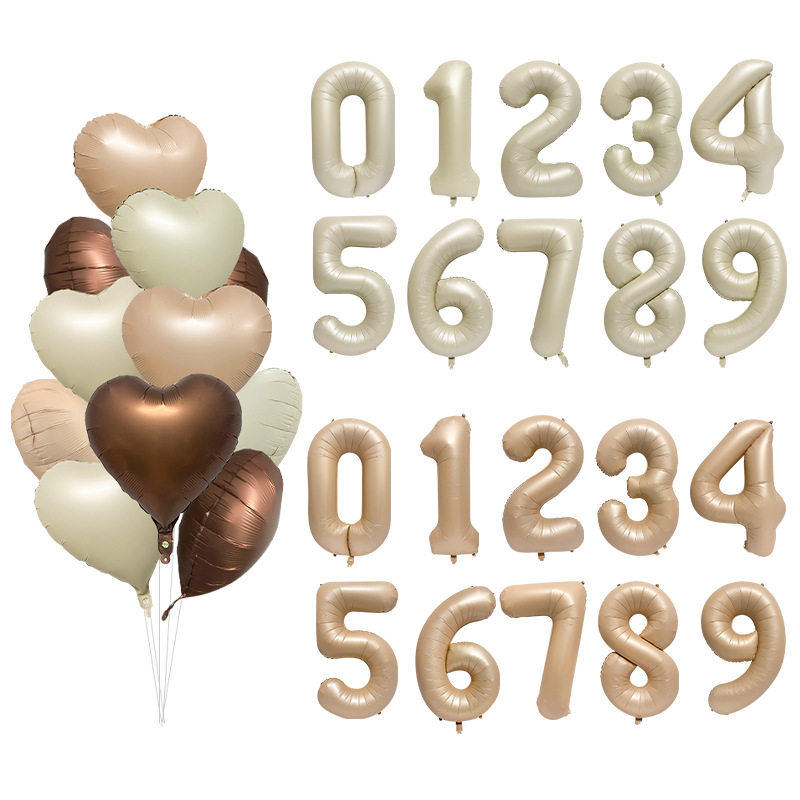 40寸32焦糖色数字气球奶油色心形五星圆球户外拍照小红书同款ins,节庆用品/礼品,气球,淘宝优惠券,粉丝福利购,淘宝优惠卷