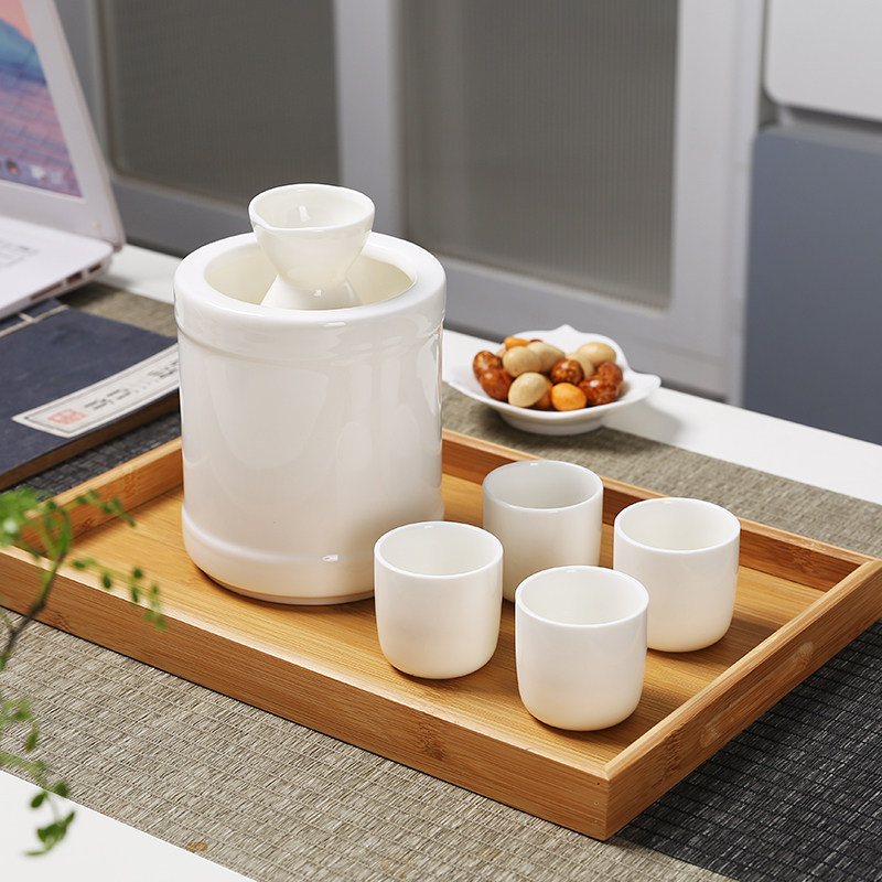 日式温酒器羊脂玉瓷套装黄酒烫酒壶家用烈酒一口白酒杯清酒具套装