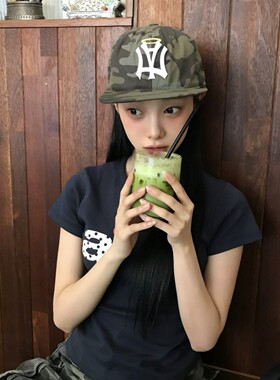 aeae刺绣迷彩天使翅膀字母棒球鸭舌帽休闲百搭显瘦韩版Iins遮阳帽