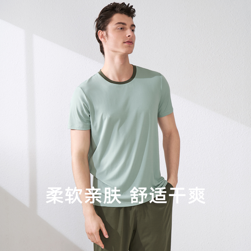 曼妮芬MW1夏季男生家居服透气网眼莫代尔睡衣家居可外穿休闲套装